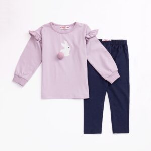 Bebe girl set blousedress & legging lilac blue