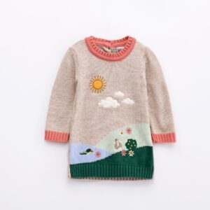 Baby girl knitted dress in color ecru
