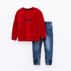 Bebe boy fleece set  red-blue