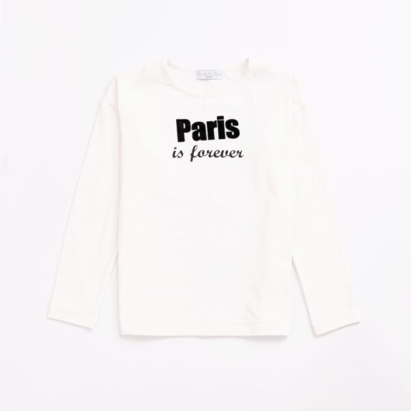 Girl longsleeve jersey-lycra long with brush blouse ecru