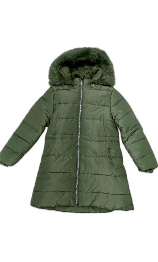 Girl jacket with hood olivine