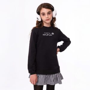 Girl fleece-lycra dress black-check