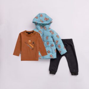 Baby boy set 3 pcs with jacket mint cream allover-chipmunk-anthracite