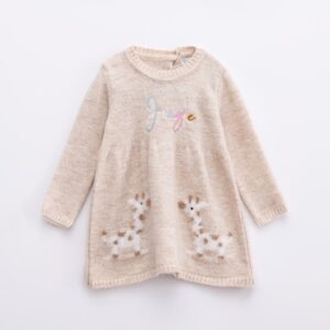 Baby girl knitted dress beige melange