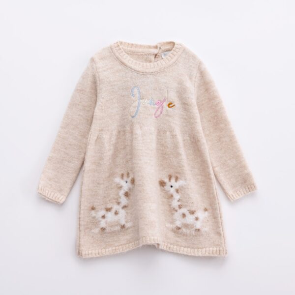 Baby girl knitted dress beige melange