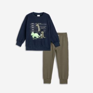 Set fleece bebe boy blue /khaki