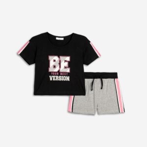 tshirt girl black/pink melang