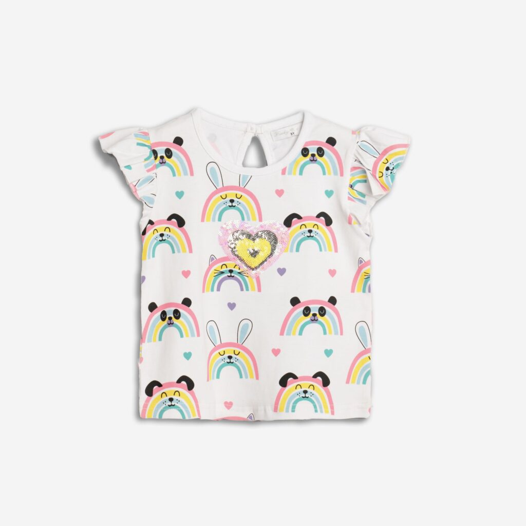 Camiseta manga volante algod&oacute;n Arcoiris