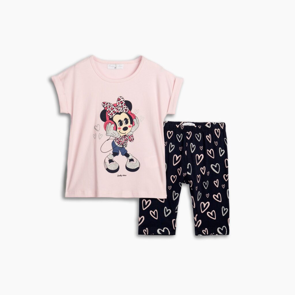 Conjuntos 2 piezas algod&oacute;n legging pirata + camiseta manga corta Minnie