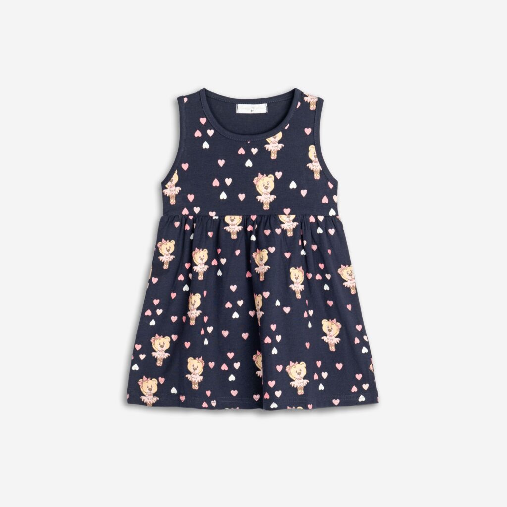 Vestido algod&oacute;n ni&ntilde;a infantil marino osita bailarina