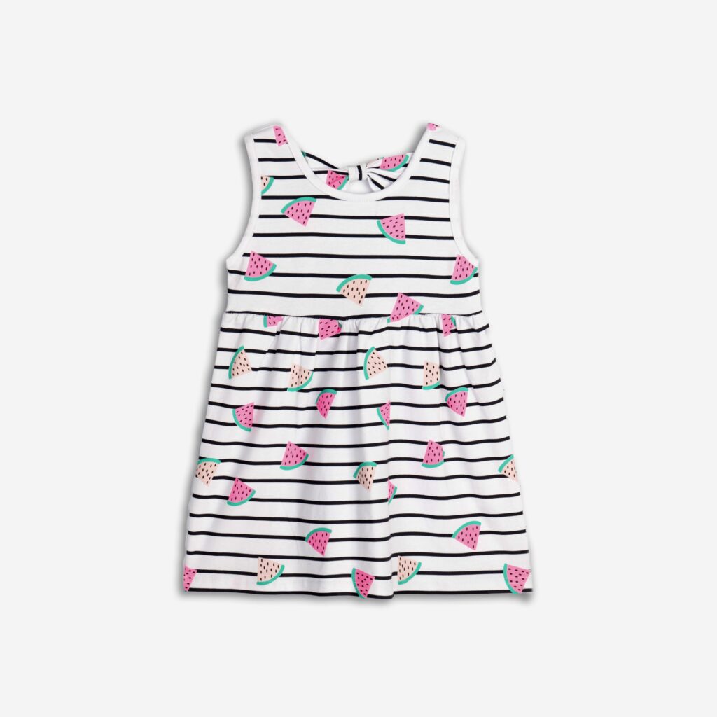 Vestido algod&oacute;n ni&ntilde;a infantil blanco sand&iacute;as