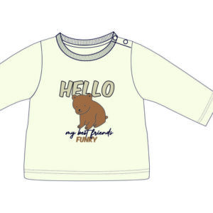 Camiseta blanca manga larga oso bebé