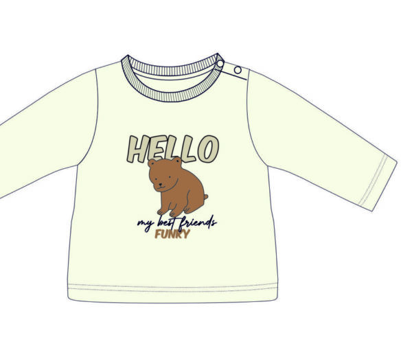 Camiseta blanca manga larga oso bebé