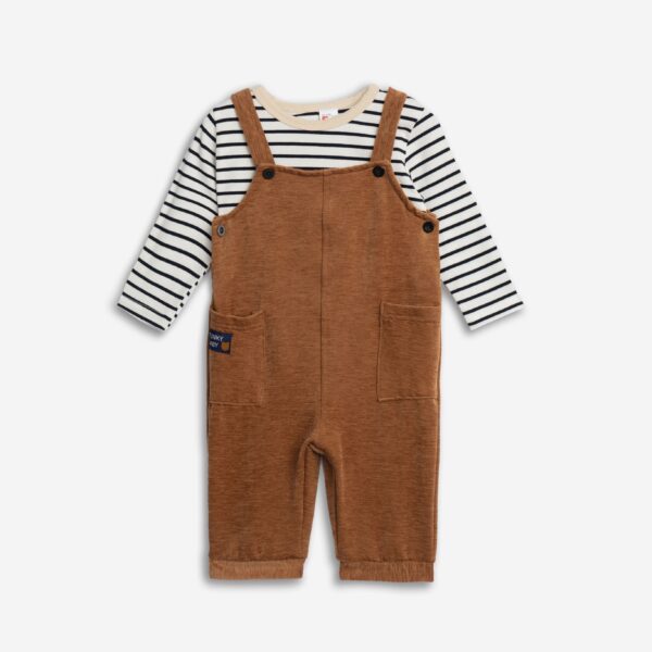 Set 2pcs new born boy striped ecrou/honey