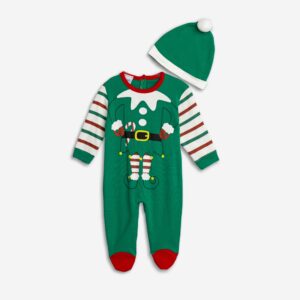 Bodysuit new born boy green-ecrou-red