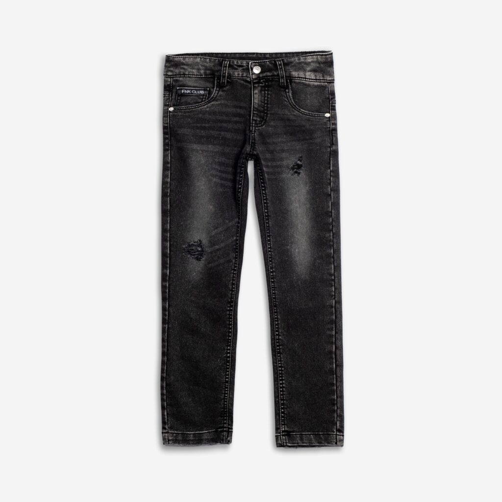 Pantal&oacute;n vaquero juvenil negro recto rotos
