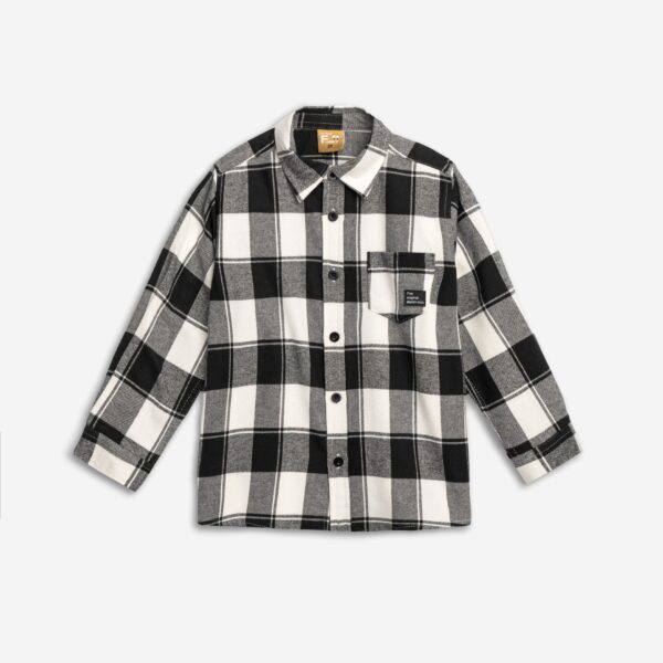 Shirt mini boy check black-ecrou