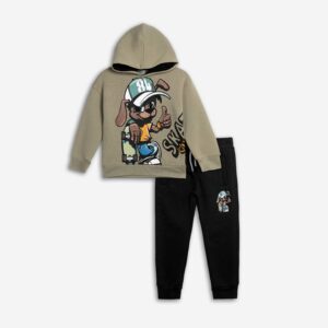 Set fleece mini boy eukalyptus/black