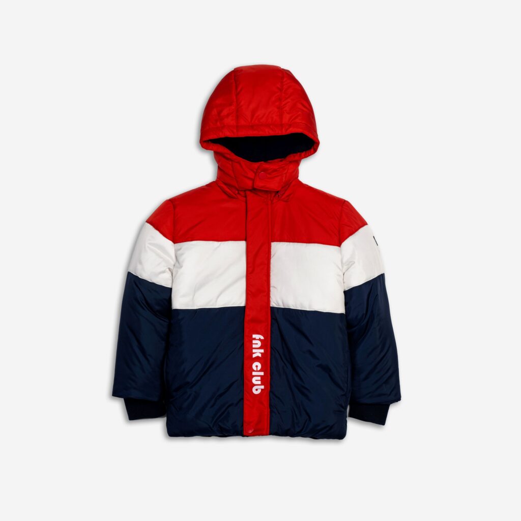 Cazadora ni&ntilde;o azul-crema-rojo