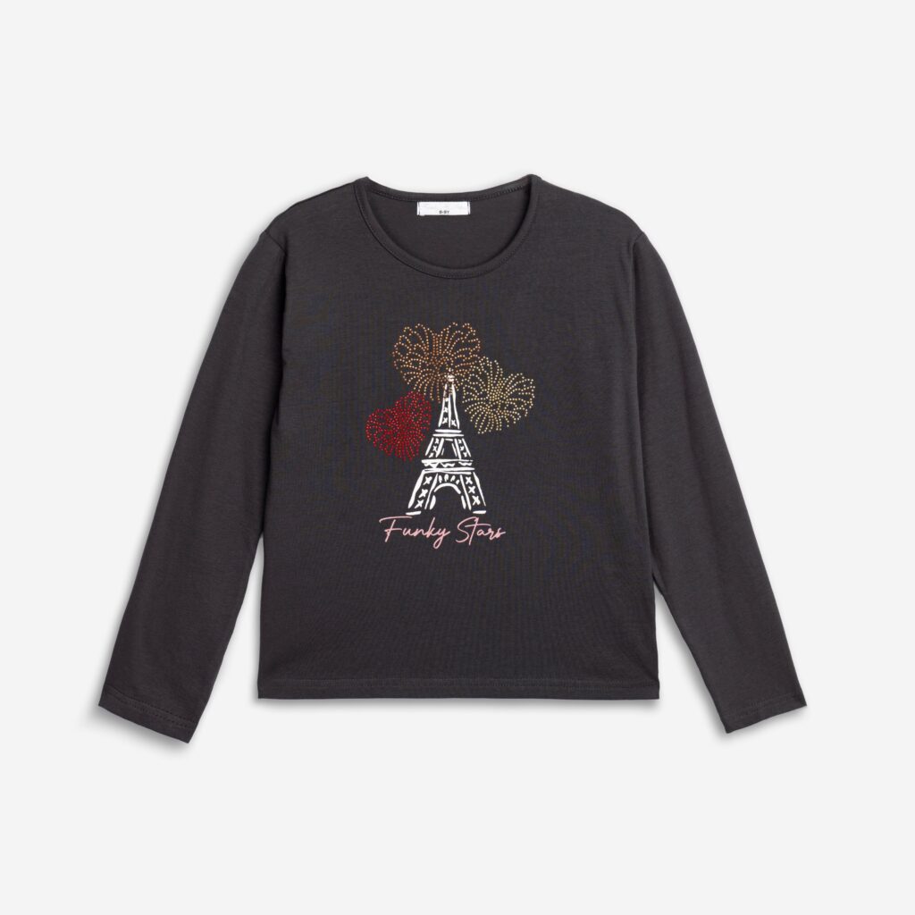 Camiseta antracita juvenil torre eiffel