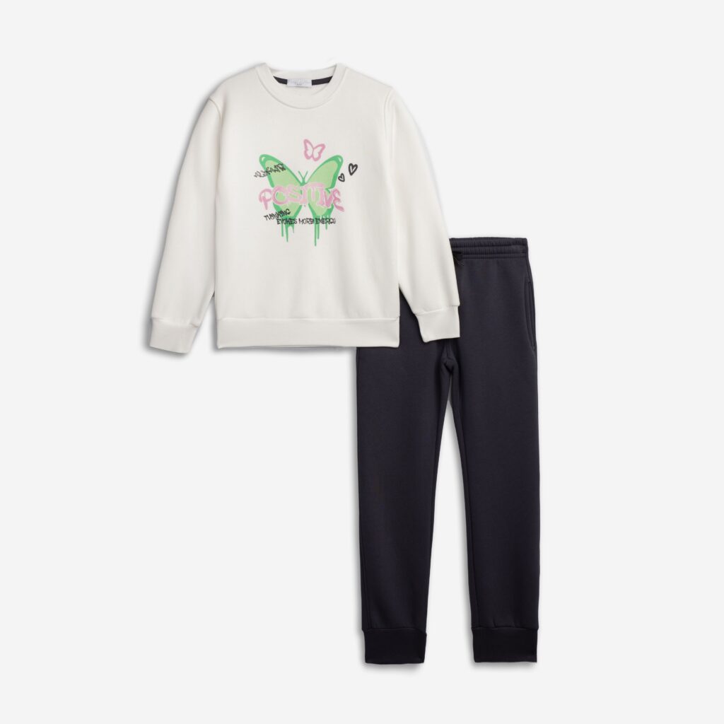 Chandal juvenil blanco/antracita mariposa