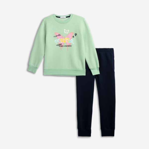 Set fleece girl peanut/blue
