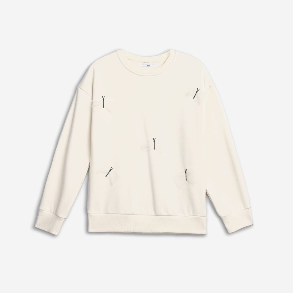 Sudadera juvenil crema mariposas tul