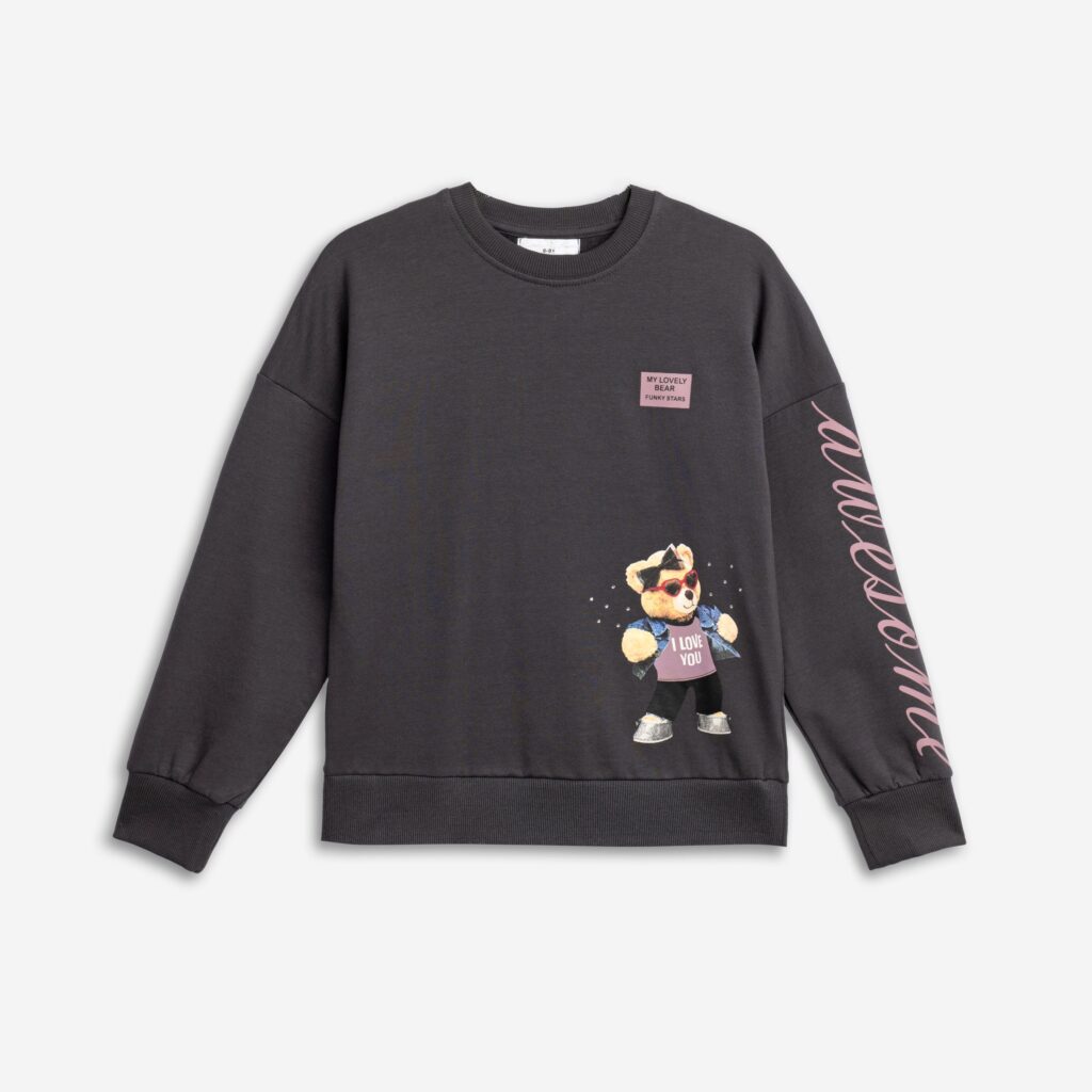 Sudadera juvenil oso antracita