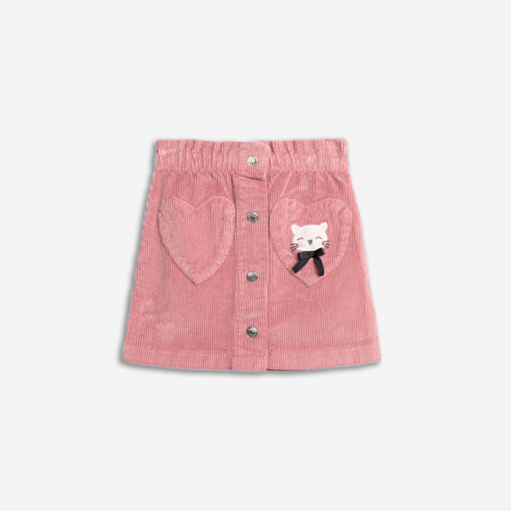 Falda mini pana ni&ntilde;a infantil rosa gato