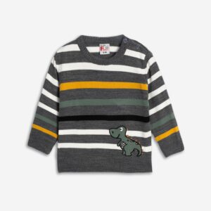Blouse knitted baby boy anthracite melanze-ecrou-irish green-nugget