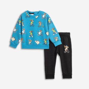 Set fleece baby boy cyan allover/black