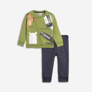 Set fleece baby boy green tea/anthracite