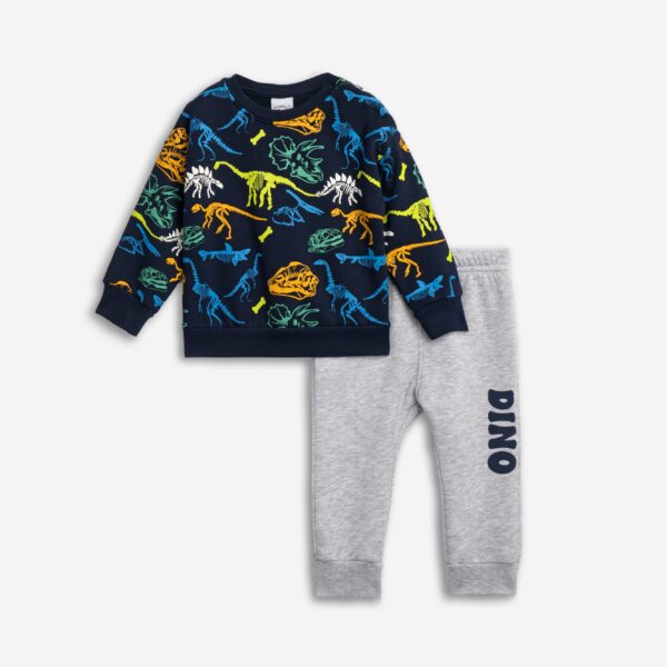Set fleece baby boy blue allover/grey melanze