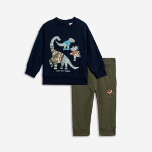 Set fleece baby boy blue/khaki