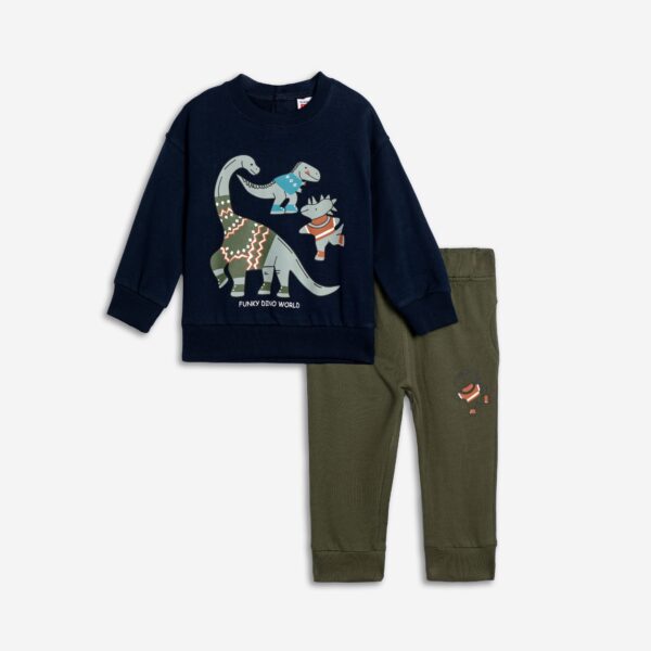 Set fleece baby boy blue/khaki
