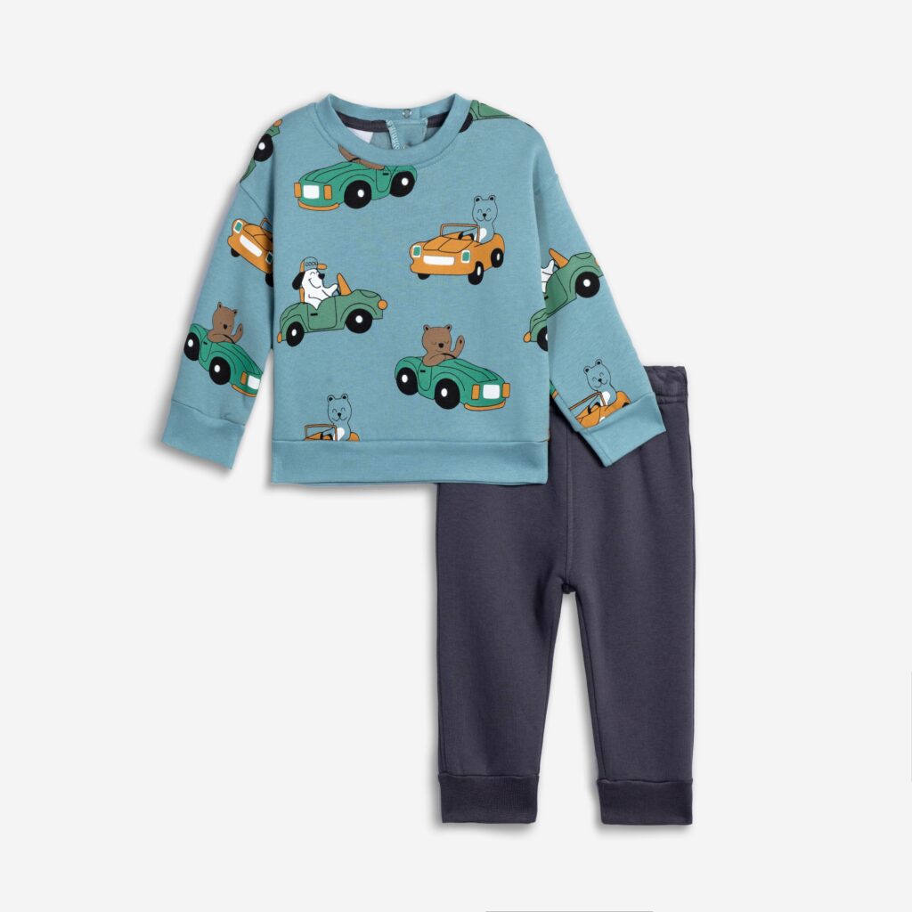 ch&aacute;ndal polar beb&eacute; ni&ntilde;o azul/antracita coches animales