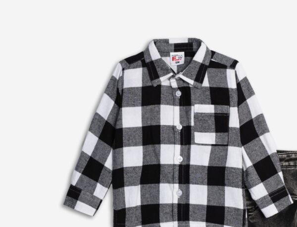 Camisa de cuadros blanco/negro bebé