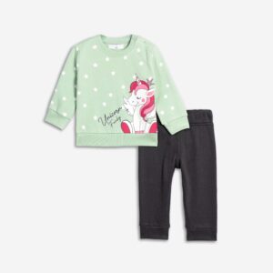 Set fleece baby girl peanut allover/anthracite