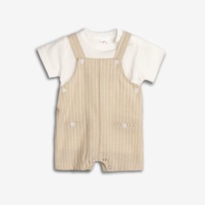 Conjunto 2 piezas peto rayas + camiseta blanca