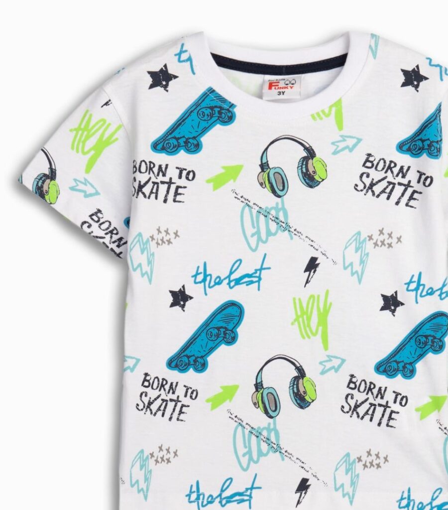 camiseta blanca algod&oacute;n infantil skate