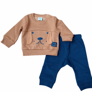 chándal polar bebé niño tostado/marino perro