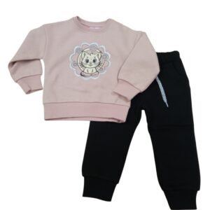 Chándal polar  rosa pálido/negro niña