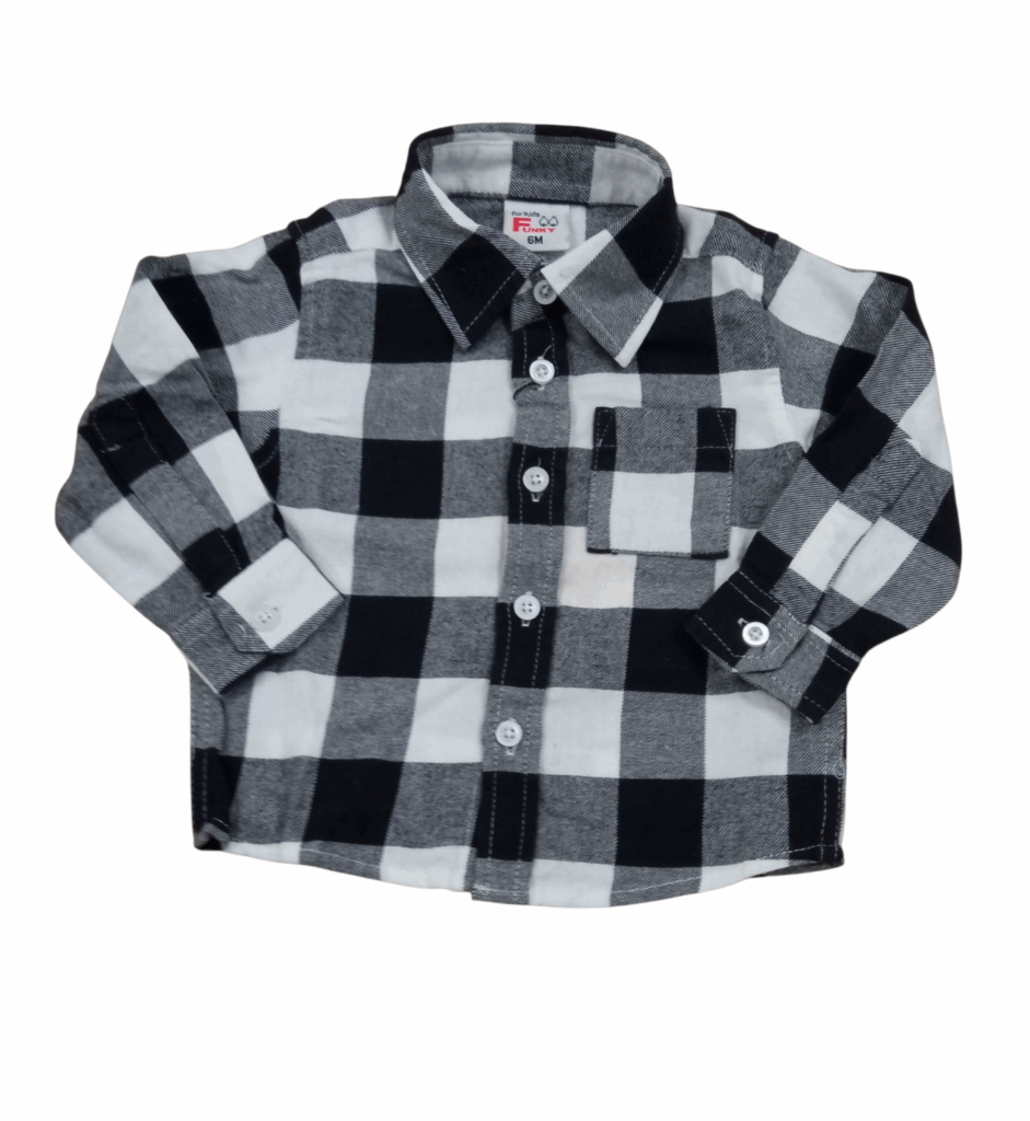 Camisa de cuadros blanco/negro beb&eacute;