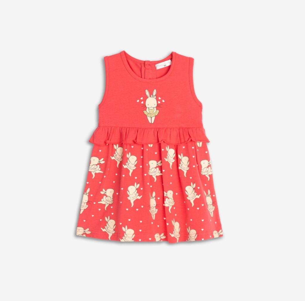 Vestido algod&oacute;n fucsia sin manga Conejita Bailarina