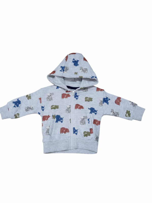 Chaqueta polar gris animales bebé niño
