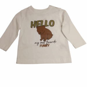 Camiseta blanca manga larga oso bebé