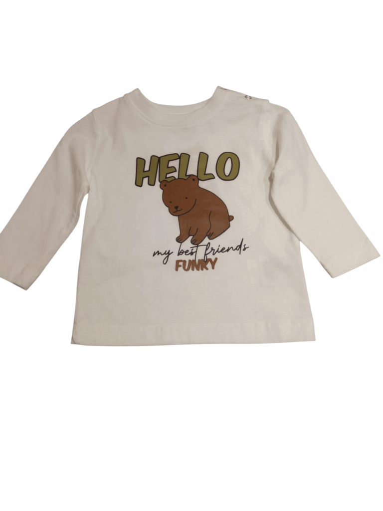 Camiseta blanca manga larga oso beb&eacute;