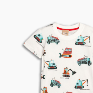 Camiseta algod&oacute;n Blanca infantil transportes