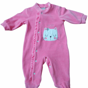 Pijama polar rosa gato bebé
