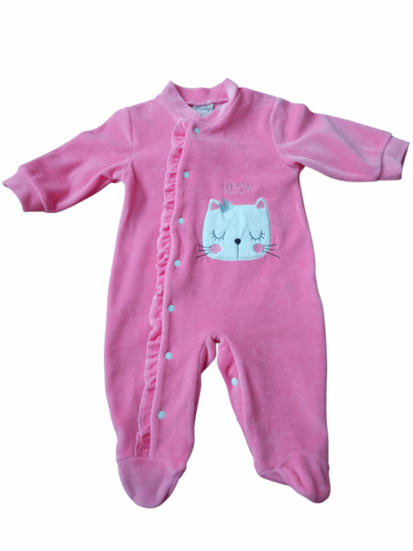 Pijama polar rosa gato bebé